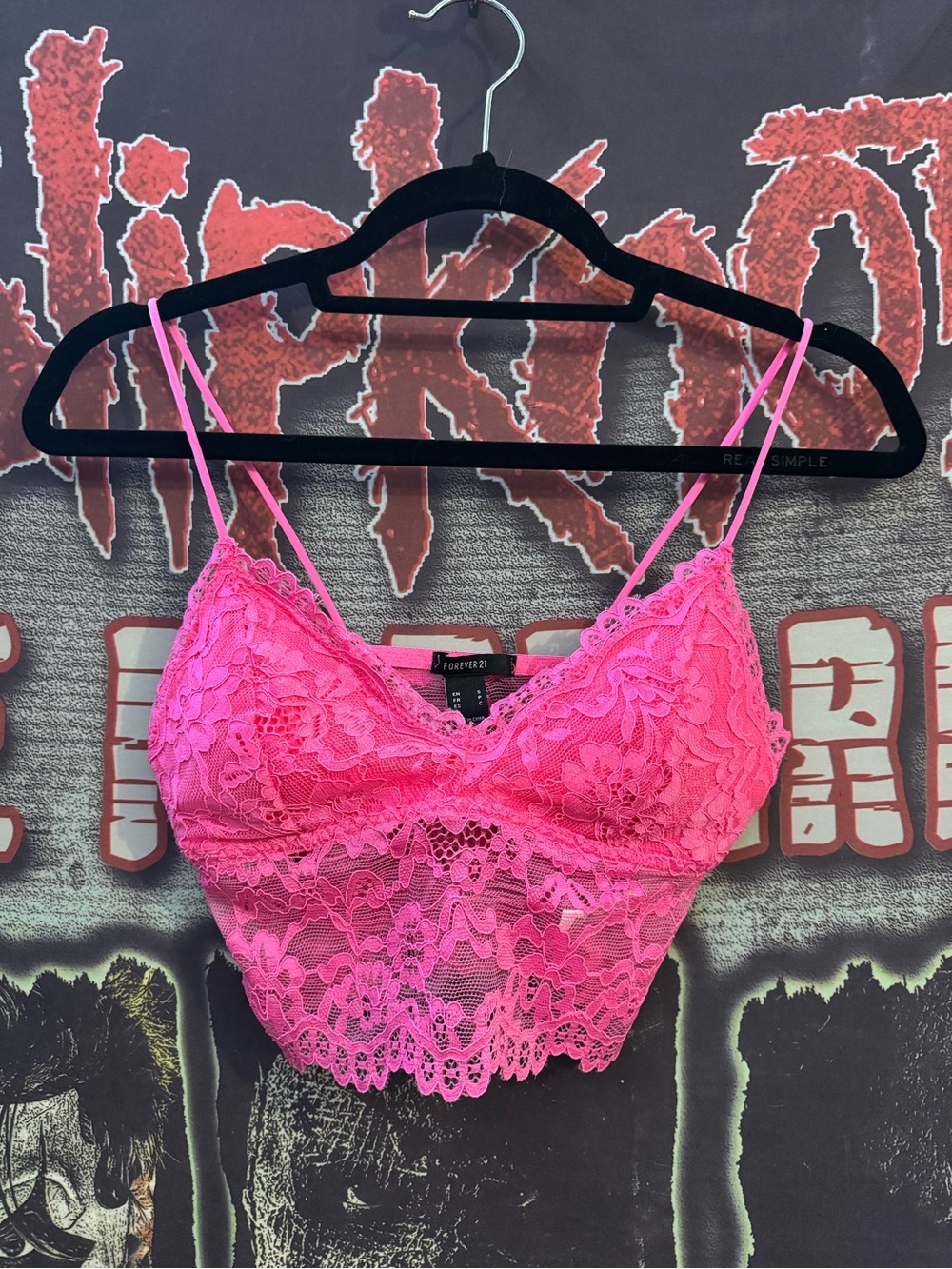 Forever 21 Neon Pink Lace Bandeau Bralette